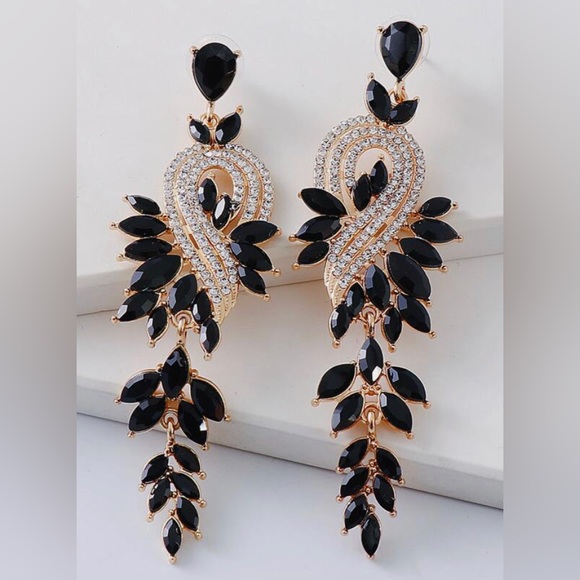 NWOT - Rhinestone Drop Earrings - Picture 2 of 2